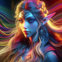 elf girl Epic cinematic brilliant stunning intricate meticulously detailed dramatic atmospheric maximalist digital matte painting, Hyperrealistic, splash art, concept art, mid shot, intricately detailed, color depth, dramatic, 2/3 face angle, side light, colorful background