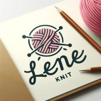 Make a pink knitting logo with Lene knit written inside 