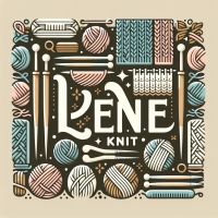 Make a knitting logo for a website with lene knit written inside