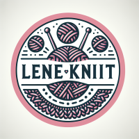 Make a round pink knitting logo with lene knit written 