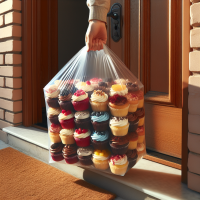 Cupcakes in a bag dropped off outside of door