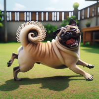 Pug correndo atrás do rabo